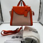 Kate Spade Saturday Orange Canvas Leather Top Handle Satchel Bag Crossbody Strap Photo 1