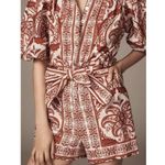 Farm Rio NWT  Tropical Cameo Belted Romper Size XS 100% Cotton Puff Sleeves Photo 1