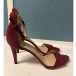 Vince Camuto  Heels - Burgundy Suede Ankle Strap Stiletto - Women's Size 12M Photo 3