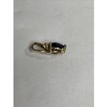 10K Yellow Gold Lab Created Sapphire and Diamond Chip Pendant Blue Photo 1