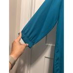 Amanda Uprichard Designer Silk Tunic Shirt Mini Dress Blue Green Size Medium Photo 3