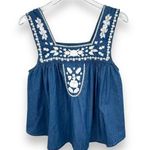 Lovers + Friends Dream Catcher tank top chambray floral embroidered blue white Photo 0
