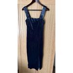 Bardot Amalie VelourVelvet Dress Size 4 NWT Grey Blue | Square Neck | High Slit Photo 3