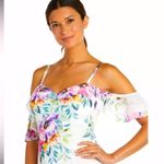 Night Way multi color flor print high low off shoulder midi maxi dress 2 Photo 1