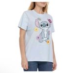 Disney  Stitch Crochet Flower Detail Womens Blue‎ T-shirt Size M Photo 2