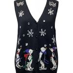 Capacity sweater vest. Winter Penguin scene. Size Medium Black Photo 0