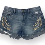 Free People Tulum distressed cutoff Denim embroidered shorts Size 26 Photo 1
