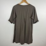 J Jill Womens‎ 100% Silk Dress Sz PS Olive Green Utility Short Sleeve Minimalist Photo 2