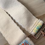 Boho Embroidery Multicolor Crochet Flower Adjustable Purse Strap White Photo 6