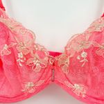 Victoria's Secret Womens Dream Angels Floral Lace Push Up Bra Size 34DD Coral Photo 1