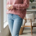 Rachel Parcell  Ostrich Feather Trimmed Mock Neck Sweater Size XS Pink Photo 0