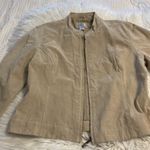 Chico's  Leather Jacket excellent condition with front zipper tan color Photo 11