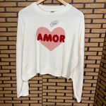 Jessica Simpson  White Heart Amor Sweater Size Medium‎ Photo 0
