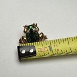 Avon Green Enamel Frog Lapel Tack Pin Gold Tone Clear Rhinestone Amphibian Photo 7