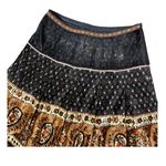 VINTAGE Velvet Paisley Midi Flare Skirt Black Size M Photo 3