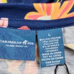 Caribbean Joe Women's Large Blue Floral Blouse 3/4 Sleeves Tie Detail NWT Cruise Photo 13