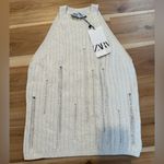 ZARA OPENWORK KNIT HALTER TOP ECRU Photo 6