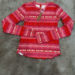 SKIMS  Logo Plush Red Pointelle Lounge Set Henley Top and Pants Photo 3