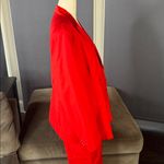 Women’s Red 2 Piece Formal Tuxedo Suit Satin Peak Lapel Dbl Breasted L **READ Size L Photo 3