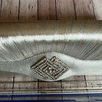 Silver Satin clutch with 2 detachable handles and rhinestone decor Photo 6