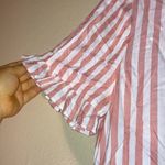 Madewell  Button Babydoll Ruffle Pink & White Striped Blouse Women Size Large Photo 1