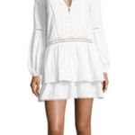 N/Nicholas Cotton White Eyelet Long Sleeve Mini Tiered Dress Size 6 Photo 2