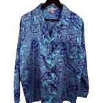 Dream Modes Blue Paisley Print Button Front Pajama Top Size Medium Photo 0