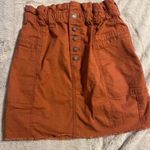 Hollister Size XS Burnt Orange Ultra High Rise Button Up Skirt Raw Hem Mini Photo 0