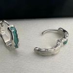 Green Ripple Small Hoop Earrings for Men Women Streetwear Hip Hop Unisex Style Photo 2