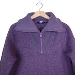 Lands' End  Women's M Purple Quarter Zip Mock Neck Sherpa Pullover Photo 2