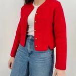 vintage 100% boiled wool michigan cherry red button down fitted sweater jacket Photo 0
