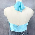Y2K ANKA New York Dress Halter Size Medium Silk Glam Party Femme Club HOCO Blue Photo 5