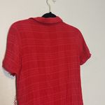 Anthropologie  Maeve Aria Red Textured‎ Short Sleeve Midi Shirt Dress size small Photo 6
