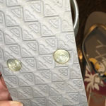 Roxy Silver Slide On Floral Logo Flip Flops Women’s Size 10 / 11 Photo 6