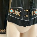 Miss Me NWOT boho black zip up jacket with tribal embroidered bottom and sleeves . Sz S Photo 4