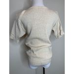 Vtg Beige Textured Short Sleeve Sweater Size Small Tan Photo 1