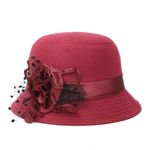 Cute Red Bucket Hat with Rose Flower &‎ Bow Photo 1