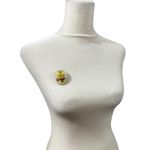 Vintage Estate Womens Glass Floral Brooch Pin Statement Piece Metal Back 1.7” White Photo 1