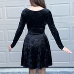 The Limited  Black Crushed Velvet Scoop Neck Long Sleeve Babydoll Dress Medium Photo 4