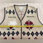 Christopher & Banks Vintage Vest Womens Sz XL Hand Embroidered Bunny Granny Photo 9