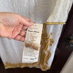 80s Vintage RIGHT CHOICE White and gold Beaded Silk Midi Gown with Slit Large Photo 5