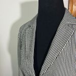 EUC LL Bean Signature‎ Striped Blazer Cotton Career Jacket Black White Womens 4 Photo 3