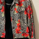 Vintage SET Nancy Bolen City Girl Women's Red Floral Jacket Jean jacket Size XL Photo 2