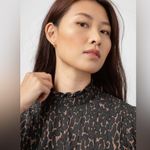 Rails  Ariana Top Blouse Black Print Animal Leopard Medium Savannah Photo 1