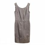 Armani Collezioni  Dress Womens 2 Lamb Leather Sleeveless Taupe Fitted Photo 1