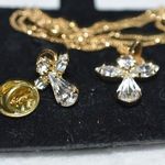 Beautiful Dainty Rhinestone Angels GoldTone Beaded Chain & Lapel Pin & Necklace Gold Photo 1