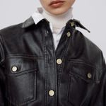 ZARA NWT  Washed Faux Leather Dress Black & Brown Photo 4