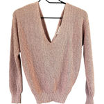 Line and Dot Revolve  Sweater Blush Pink Cozy Ribbed V-neck Photo 0