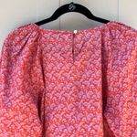 J. Crew Liberty Fabric Toutouayette Red Puff Sleeve Scoop Neck Shirt Medium Pink Photo 5