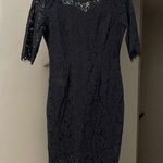 Merokeety  Womens Black Lace Floral Long Sleeve Cocktail Sheath Dress Sz S Lined Photo 0